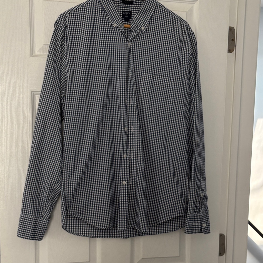 J. Crew Blue and White Checkered Casual Shirt